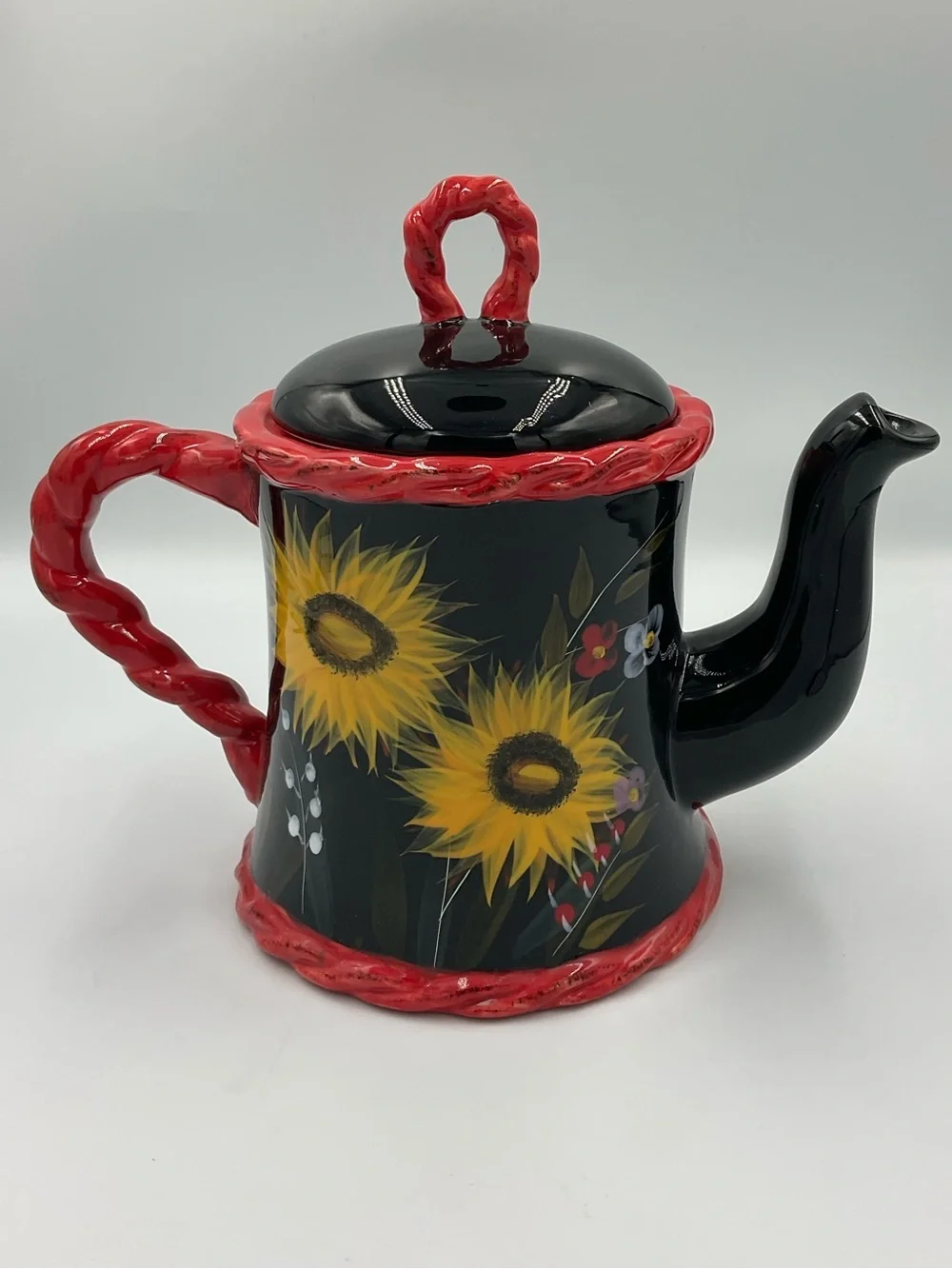 Vintage Bella Casa by Ganz Handpainted Sunflower Teapot